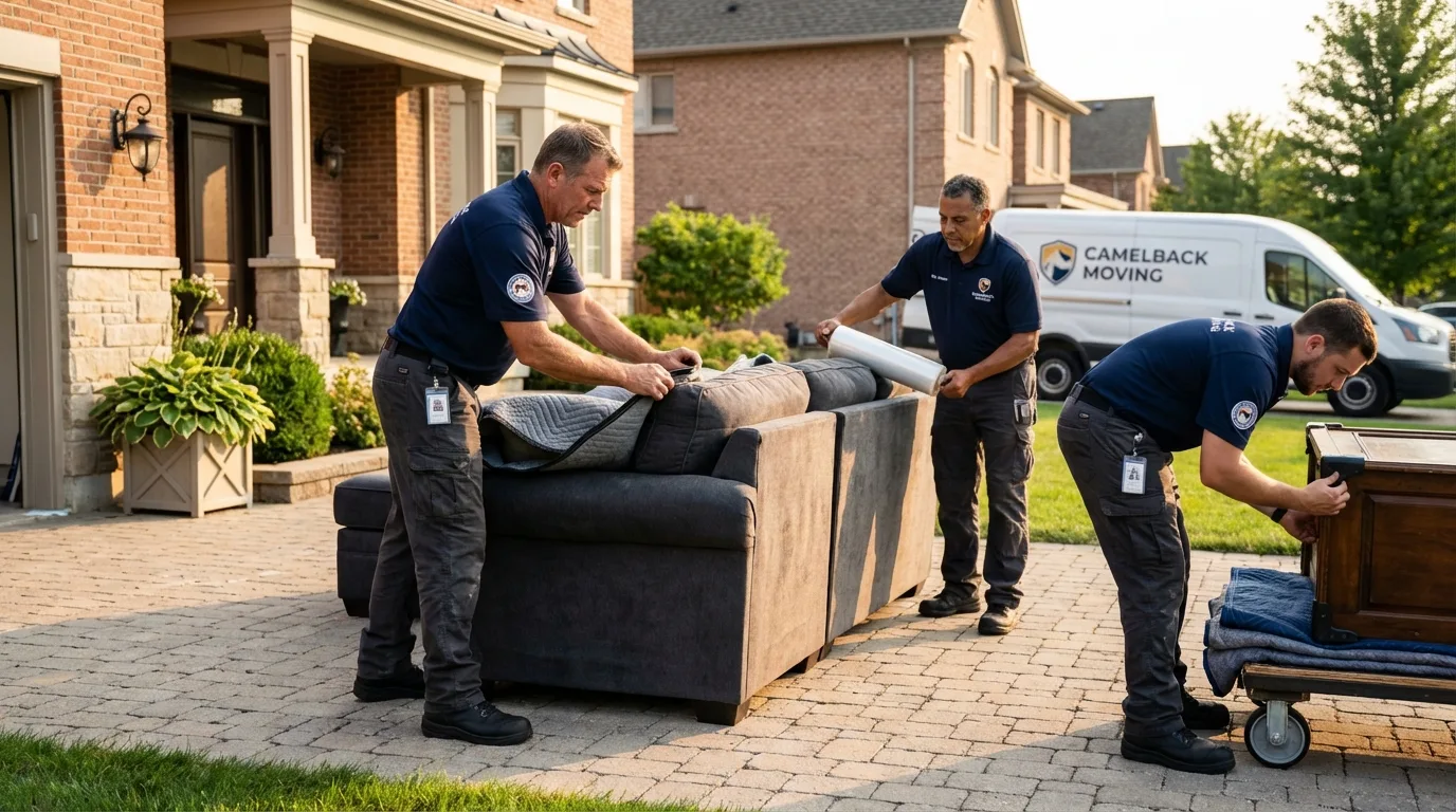 Large estate moving crew wrapping furniture in Pemberton, NJ