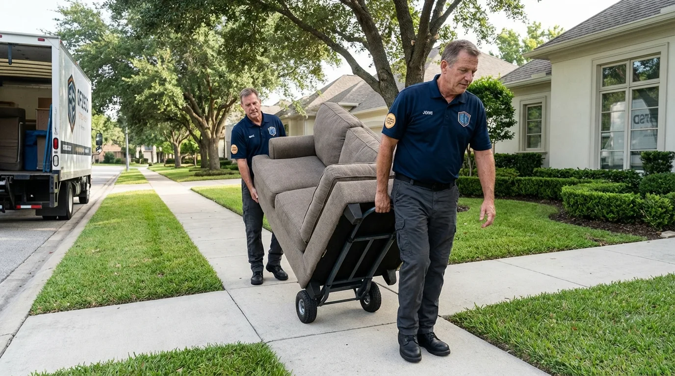 Local residential moving crew loading furniture in Pemberton, NJ
