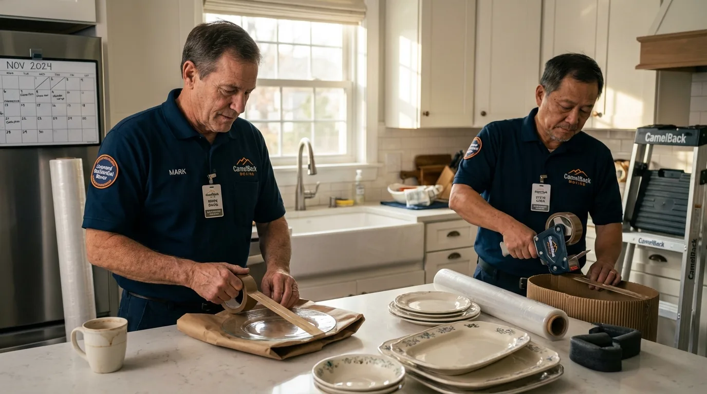 Professional crew packing kitchen dishware in Pemberton, NJ